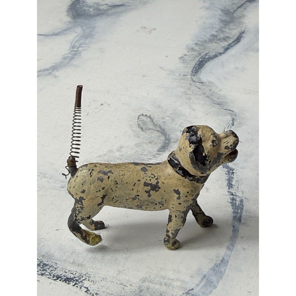 1950s Vintage Reka Lead Metal Hound Dog Figurine Spring Tail Miniature Decor Art